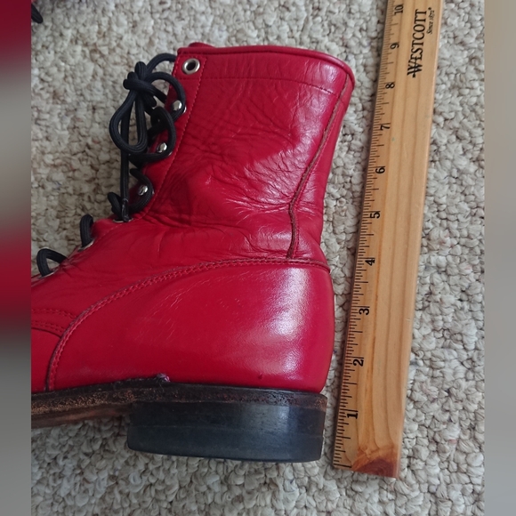 Justin red leather lace-up Packer boots SIZE 6 - Picture 10 of 13